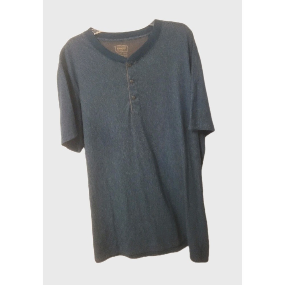 Foundry‎ Supply Blue Short Sleeve Cotton Blend Polo Shirt Young Men's XLT